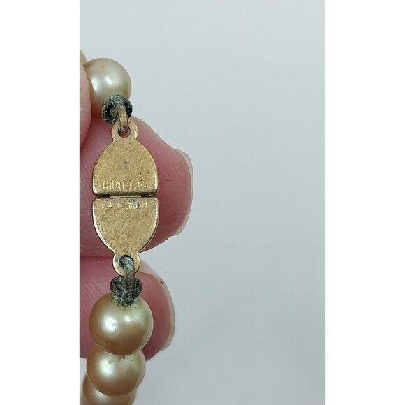 Vintage Monet Faux Pearl Gold Champagne Necklace 20" Gold Tone Clasp - Picture 4 of 5